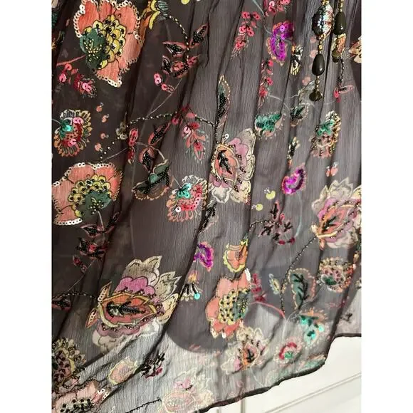 Soft Surroundings Embroidered Beaded Icon Asteria Tunic Sheer Boho Chic Flow SP - Picture 7 of 14